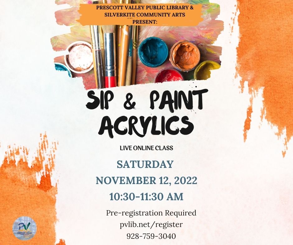 Sip and Paint Acrylics Preregistration required Virtual Online